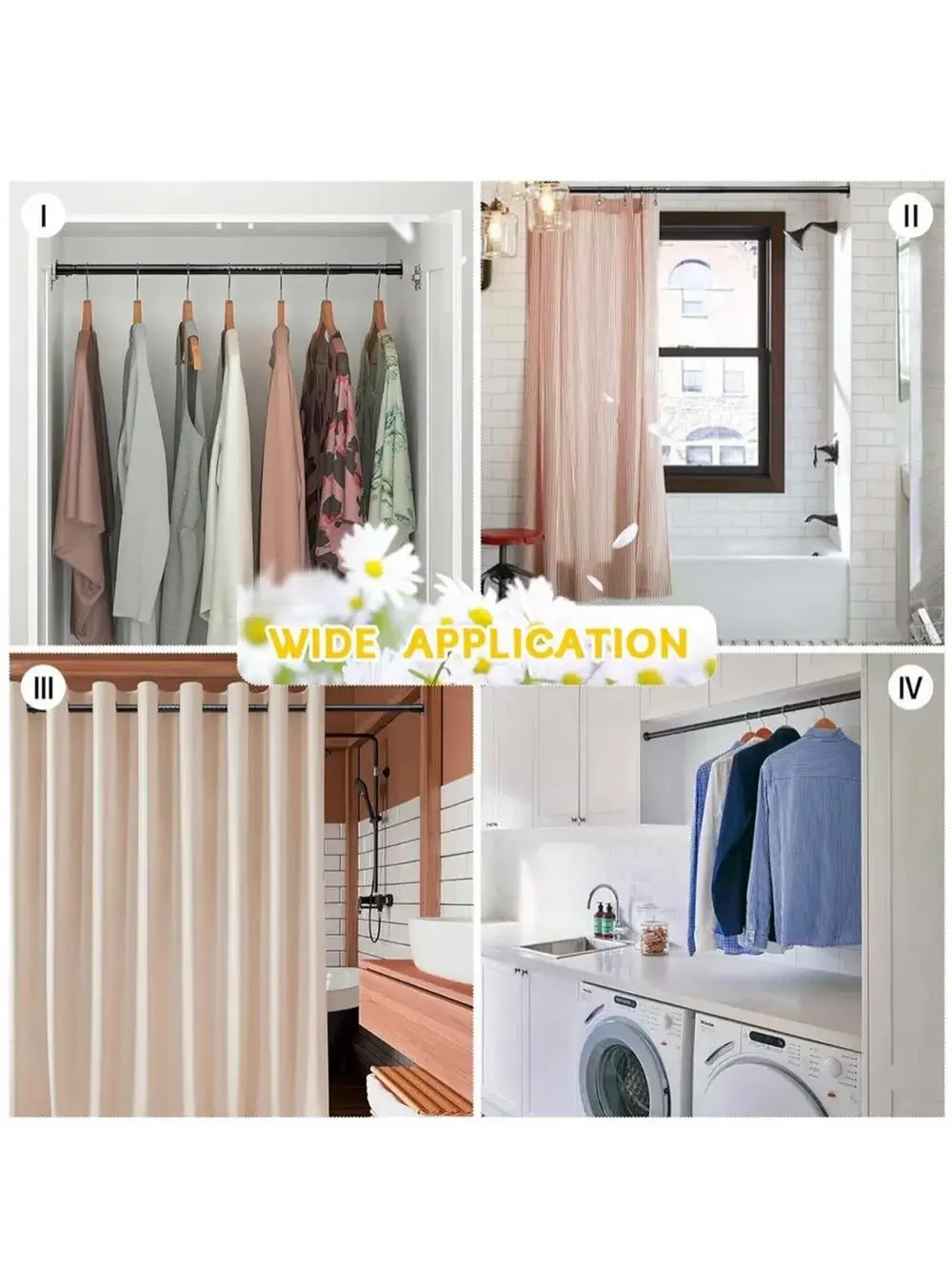 Closet Rod, 17 to 27 Inch Adjustable Closet Rods for Hanging Clothes Heavy Duty